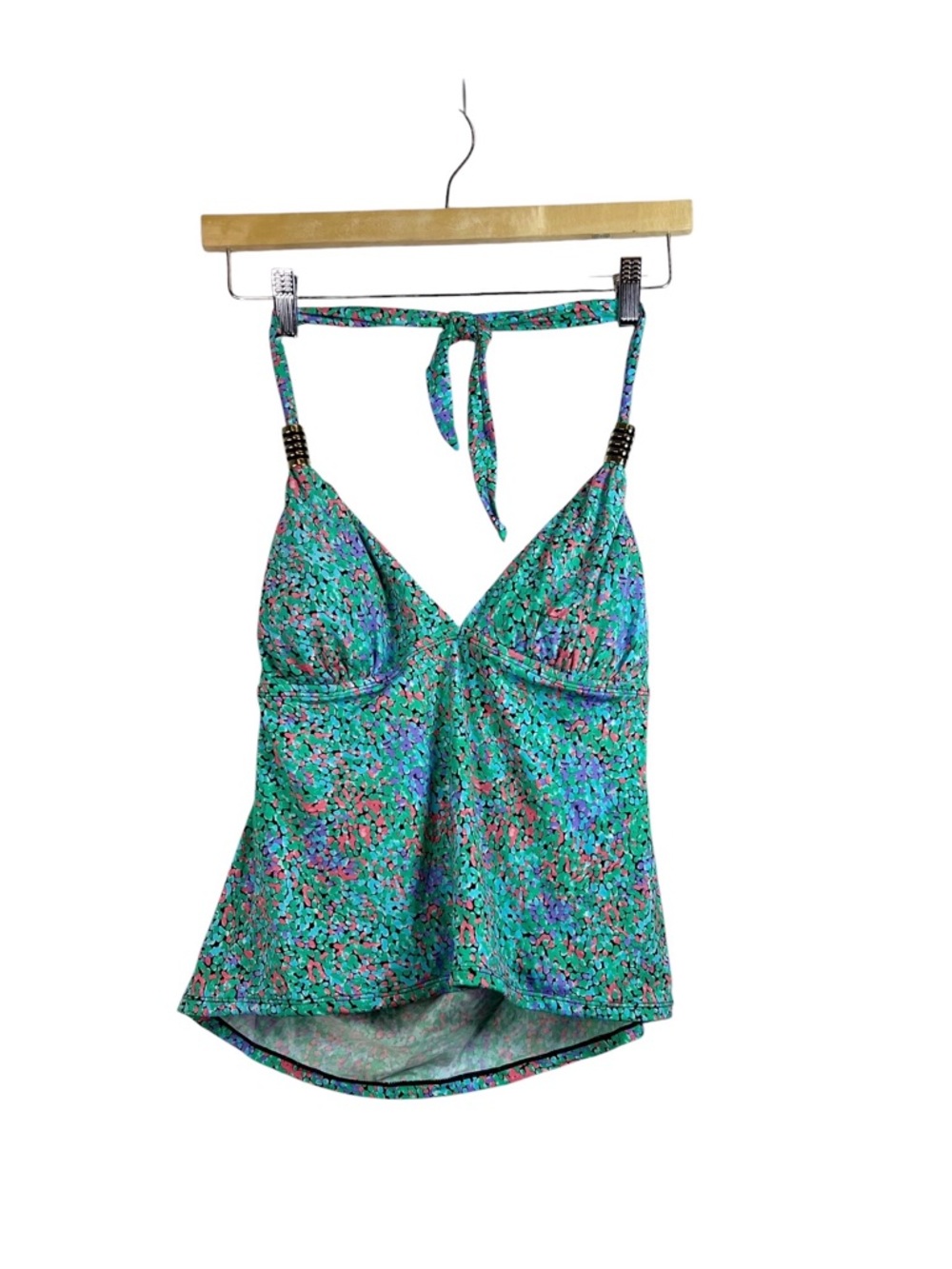 Miss America by Catalina Tankini Top Size L Halter Top Green Beach Vacation